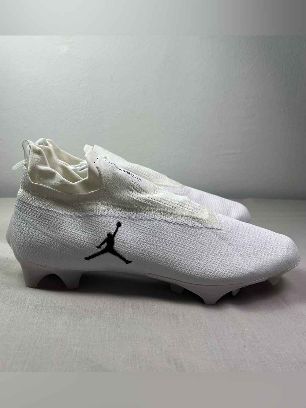 Jordan Men’s White Sock Collar Football Cleats with Black Jumpman